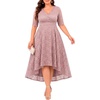 image:imagePlus Size Wedding Guest Dress Lace Formal Faux Wrap V Neck High Low HemDusty Pink