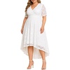 image:imagePlus Size Wedding Guest Dress Lace Formal Faux Wrap V Neck High Low HemWhite