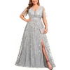 image:imageTalisea Plus Size Formal Dress Sequin Embroidery Wedding Prom Evening GownGray