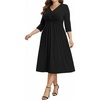 image:imageTalisea Plus Size Wedding Guest Dress  V Neck 34 Sleeve A Line Midi DressBlack