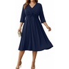 image:imageTalisea Plus Size Wedding Guest Dress  V Neck 34 Sleeve A Line Midi DressNavy Blue