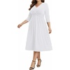 image:imageTalisea Plus Size Wedding Guest Dress  V Neck 34 Sleeve A Line Midi DressWhite