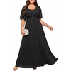 image:imageWomen Plus Size Formal Dress Flutter Sleeve Maxi Wedding Guest GownBlack