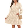 image:imageWomens V Neck Floral Babydoll Tiered Tunic DressApricot