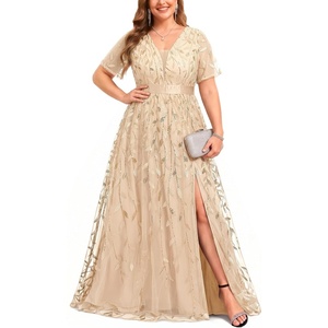 image:imageTalisea Plus Size Formal Dress Sequin Embroidery Wedding Prom Evening GownGold