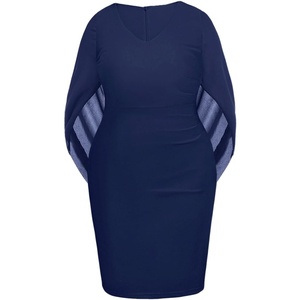 image:imageTalisea Plus Size Wedding Guest Dress  Semi Formal Cape Dress for WomenNavy Blue