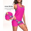 image:image3 Piece Tankini Swimsuits  Athletic Swim Top with Boyshorts Bathing SuitsColorful Leaves