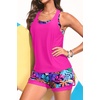 image:image3 Piece Tankini Swimsuits  Athletic Swim Top with Boyshorts Bathing SuitsColorful Leaves