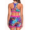 image:image3 Piece Tankini Swimsuits  Athletic Swim Top with Boyshorts Bathing SuitsColorful Leaves