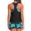 image:image3 Piece Tankini Swimsuits  Athletic Swim Top with Boyshorts Bathing SuitsGreen Floral