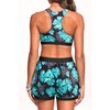 image:image3 Piece Tankini Swimsuits  Athletic Swim Top with Boyshorts Bathing SuitsGreen Floral
