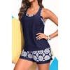 image:image3 Piece Tankini Swimsuits  Athletic Swim Top with Boyshorts Bathing SuitsNavy Geometry