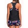 image:image3 Piece Tankini Swimsuits  Athletic Swim Top with Boyshorts Bathing SuitsPink Floral