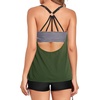 image:imageTalisea Two Piece Tankini with Shorts  Mesh Flowy Tummy Control SwimsuitsArmy Green