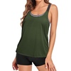 image:imageTalisea Two Piece Tankini with Shorts  Mesh Flowy Tummy Control SwimsuitsArmy Green