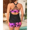 image:imageTalisea Two Piece Tankini with Shorts  Mesh Flowy Tummy Control SwimsuitsBlack