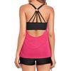 image:imageTalisea Two Piece Tankini with Shorts  Mesh Flowy Tummy Control SwimsuitsPink and Black