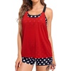 image:imageTalisea Two Piece Tankini with Shorts  Mesh Flowy Tummy Control SwimsuitsRed and Dot