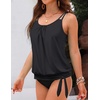 image:imageTalisea Women Blouson Tankini Top Only  Loose Fit Modest Swim Top SwimsuitBlack