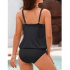 image:imageTalisea Women Blouson Tankini Top Only  Loose Fit Modest Swim Top SwimsuitBlack