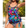 image:imageTalisea Women Blouson Tankini Top Only  Loose Fit Modest Swim Top SwimsuitColorful Leaves