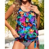 image:imageTalisea Women Blouson Tankini Top Only  Loose Fit Modest Swim Top SwimsuitColorful Leaves