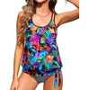 image:imageTalisea Women Blouson Tankini Top Only  Loose Fit Modest Swim Top SwimsuitColorful Leaves
