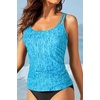 image:imageWomen Tankini Swim Top Only  Tummy Control Swimsuit Bathing Suit TopBlue Texture