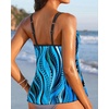 image:imageWomens Flowy Tankini Tops Only  Modest Bathing Suit Swim Tops No BottomBlue Wavy Pattern