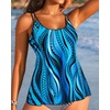 image:imageWomens Flowy Tankini Tops Only  Modest Bathing Suit Swim Tops No BottomBlue Wavy Pattern