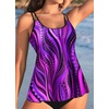 image:imageWomens Flowy Tankini Tops Only  Modest Bathing Suit Swim Tops No BottomPurple Wavy Pattern