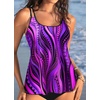 image:imageWomens Flowy Tankini Tops Only  Modest Bathing Suit Swim Tops No BottomPurple Wavy Pattern