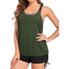 image:imageTalisea Two Piece Tankini with Shorts  Mesh Flowy Tummy Control SwimsuitsArmy Green