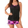image:imageTalisea Two Piece Tankini with Shorts  Mesh Flowy Tummy Control SwimsuitsBlack