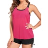 image:imageTalisea Two Piece Tankini with Shorts  Mesh Flowy Tummy Control SwimsuitsPink and Black