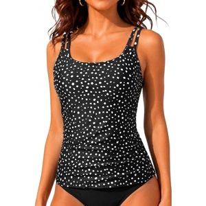 image:imageWomen Tankini Swim Top Only  Tummy Control Swimsuit Bathing Suit TopBlack White Dot