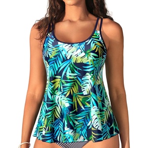 image:imageWomens Flowy Tankini Tops Only  Modest Bathing Suit Swim Tops No BottomBlue Leaves