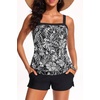 image:imageTankini Swimsuits with Shorts  Blouson Tie Side Tummy Control SwimwearBlack Floral