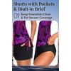 image:imageTankini Swimsuits with Shorts  Blouson Tie Side Tummy Control SwimwearBlack Purple Leaf