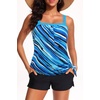 image:imageTankini Swimsuits with Shorts  Blouson Tie Side Tummy Control SwimwearBlue Striped
