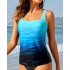 image:imageTankini Tops for Women  Tummy Control Swimsuits Modest Swim Tank Top OnlyAqua Gradient