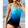image:imageTankini Tops for Women  Tummy Control Swimsuits Modest Swim Tank Top OnlyAqua Gradient