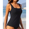 image:imageTankini Tops for Women  Tummy Control Swimsuits Modest Swim Tank Top OnlyBlack