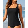 image:imageTankini Tops for Women  Tummy Control Swimsuits Modest Swim Tank Top OnlyBlack