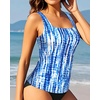 image:imageTankini Tops for Women  Tummy Control Swimsuits Modest Swim Tank Top OnlyBlue Tie Dye