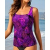 image:imageTankini Tops for Women  Tummy Control Swimsuits Modest Swim Tank Top OnlyPurple Leaves
