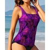 image:imageTankini Tops for Women  Tummy Control Swimsuits Modest Swim Tank Top OnlyPurple Leaves