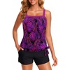 image:imageTankini Swimsuits with Shorts  Blouson Tie Side Tummy Control SwimwearBlack Purple Leaf