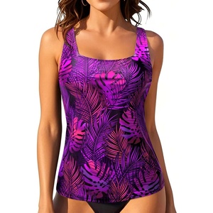 image:imageTankini Tops for Women  Tummy Control Swimsuits Modest Swim Tank Top OnlyPurple Leaves