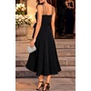image:imageCocktail Dresses for Women Wedding Guest Midi High Low Spaghetti StrapBlack